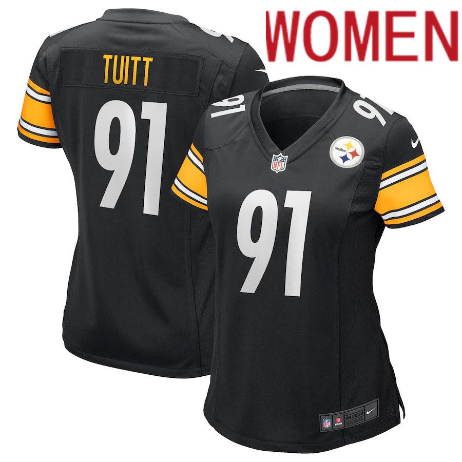 Women Pittsburgh Steelers 91 Stephon Tuitt Nike Black Game NFL Jersey